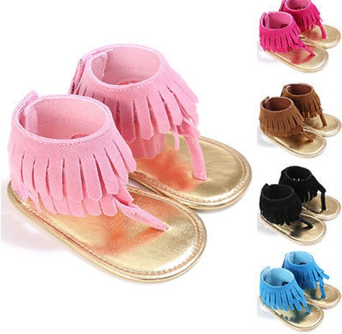 Children's sandals summer new girls sandals wholesale retro tassel flannel baby sandals