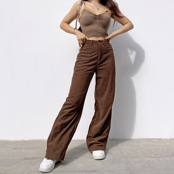 Corduroy Mopping The Floor Drape Wide-Leg Casual Trousers Women's Autumn European And American Ebay New Women's Clothing