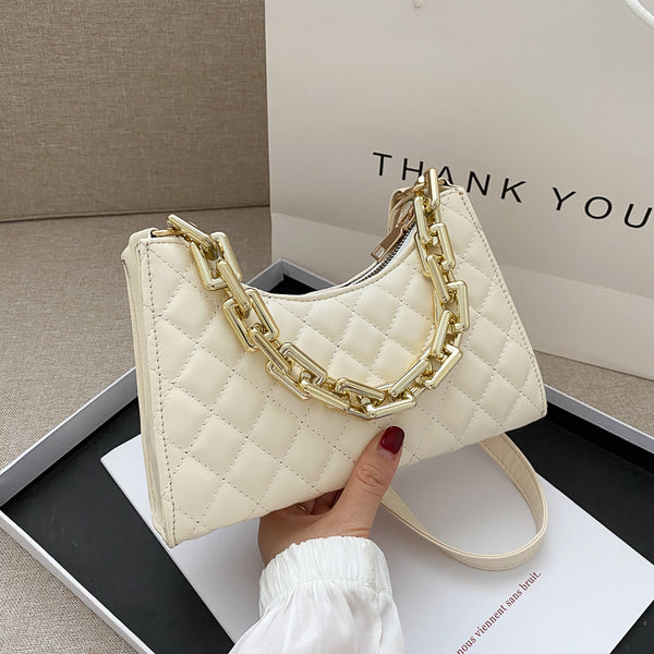 Women'S Fashion Solid Color Portable Small Fragrant Rhombus Chain Bag