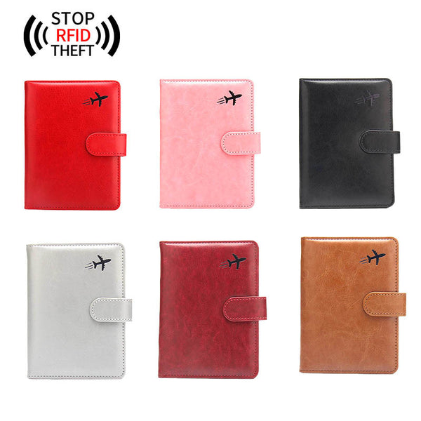 Anti-theft Swipe Passport Leather Ticket Clip Buckle Multi-card Flight