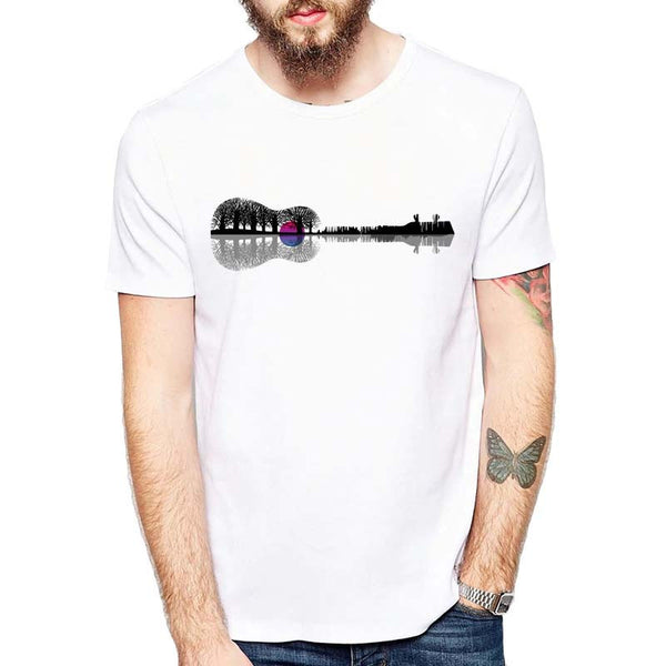 Men's Printed T-shirt With Guitar