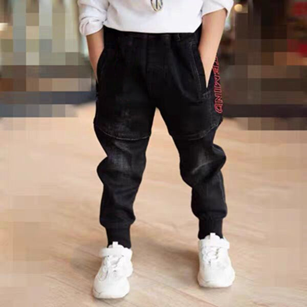 Kids Black Jeans Single Pants Spring And Autumn Boys Pants