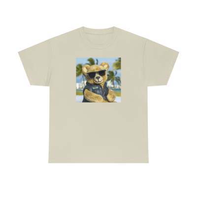 Unisex Round Neck Sunglasses Bear Printed T-shirt