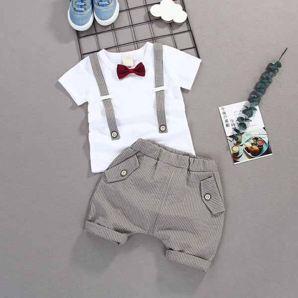 Summer Kids Boys Grey Gentleman Outfits