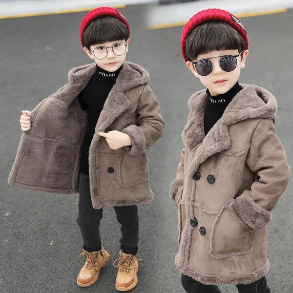 Fashion Boys' Suede Padded Trench Coat