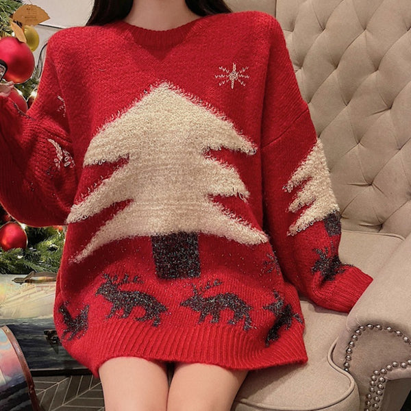 Women's Mid-length Christmas Lazy Loose Bottoming Sweater