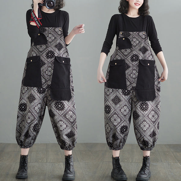 Real Shot Denim Print Women's Overalls