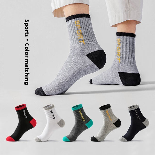 Spring And Autumn Summer Socks Men's Mid-calf Length Sock Sweat-absorbent Breathable