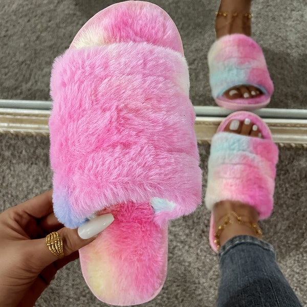 New Autumn And Winter Fluffy Slippers Women