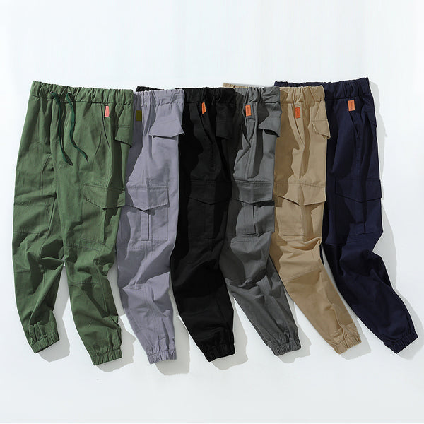 Men's Multi-pocket Micro-elastic Sports Casual Fitness Ankle-tied Trousers