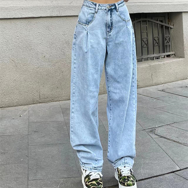 Women's American Retro High Waist Thin Loose Casual Jeans