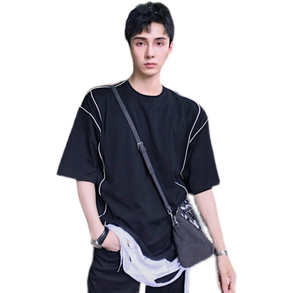 Hong Kong Style Summer Short-sleeved T-shirt Men's Round Neck Korean Style Trend