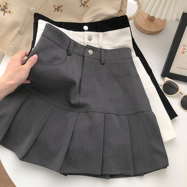 Fashion High-waisted A-line Pleated Skirt Women