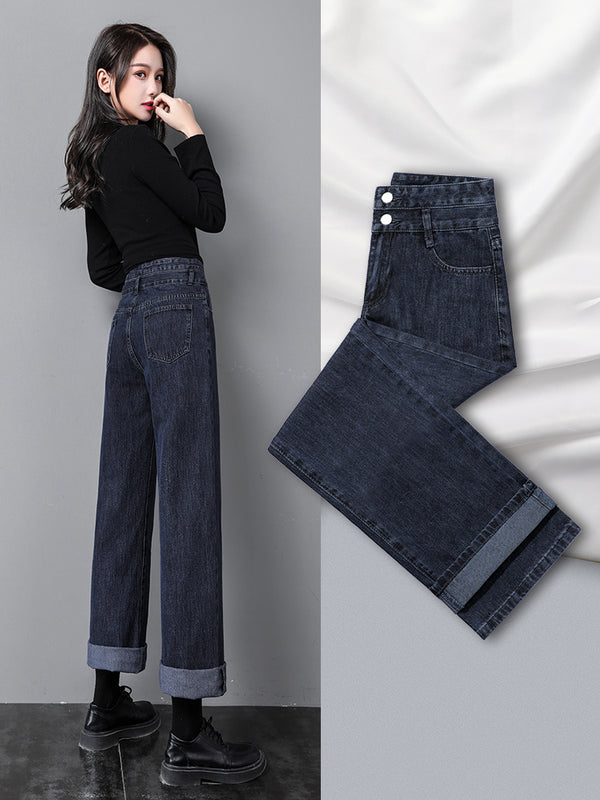 Straight Jeans Women's Clothes New Autumn Loose High Waist Slim And Wild